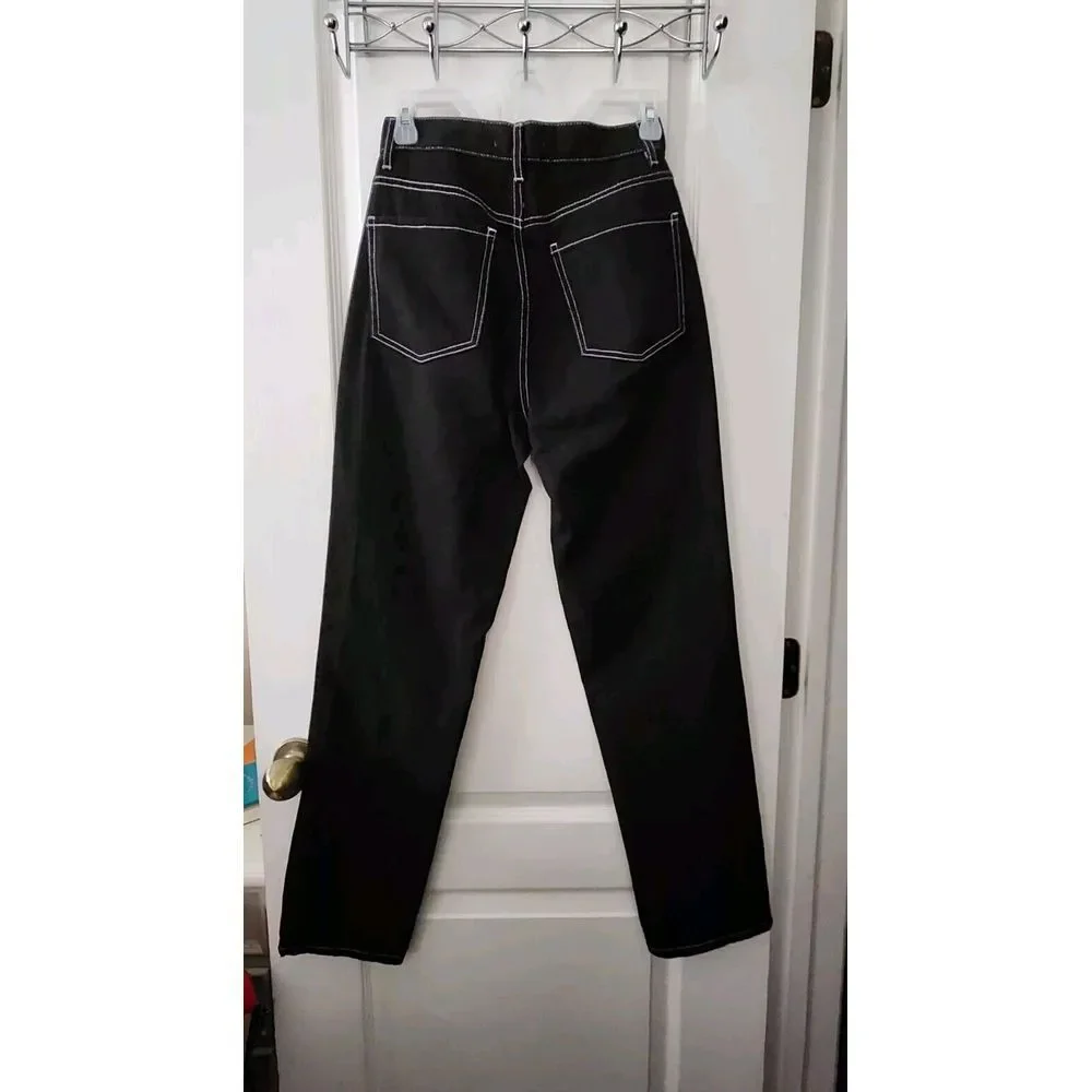 PACSUN Dad Fit Jeans Womens Black Denim High Rise Straight Leg Cotton Size‎ 25